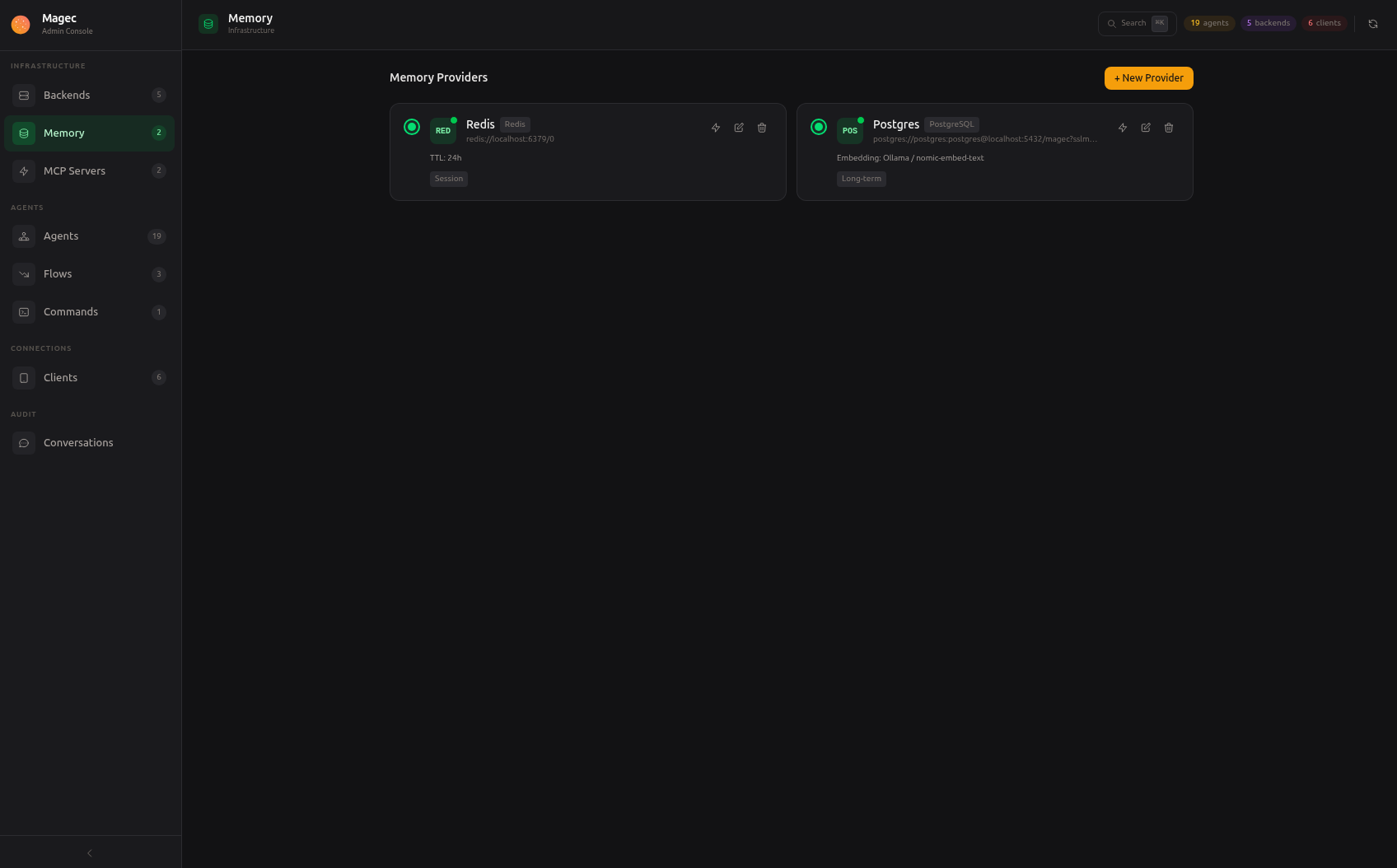 Admin UI — Memory Providers