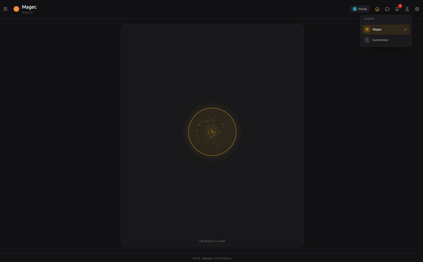 Voice UI — Agent selector
